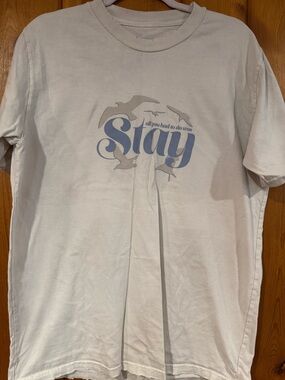 Taylor Swift White Short-Sleeve Tee with Blue 'Stay' Graphic